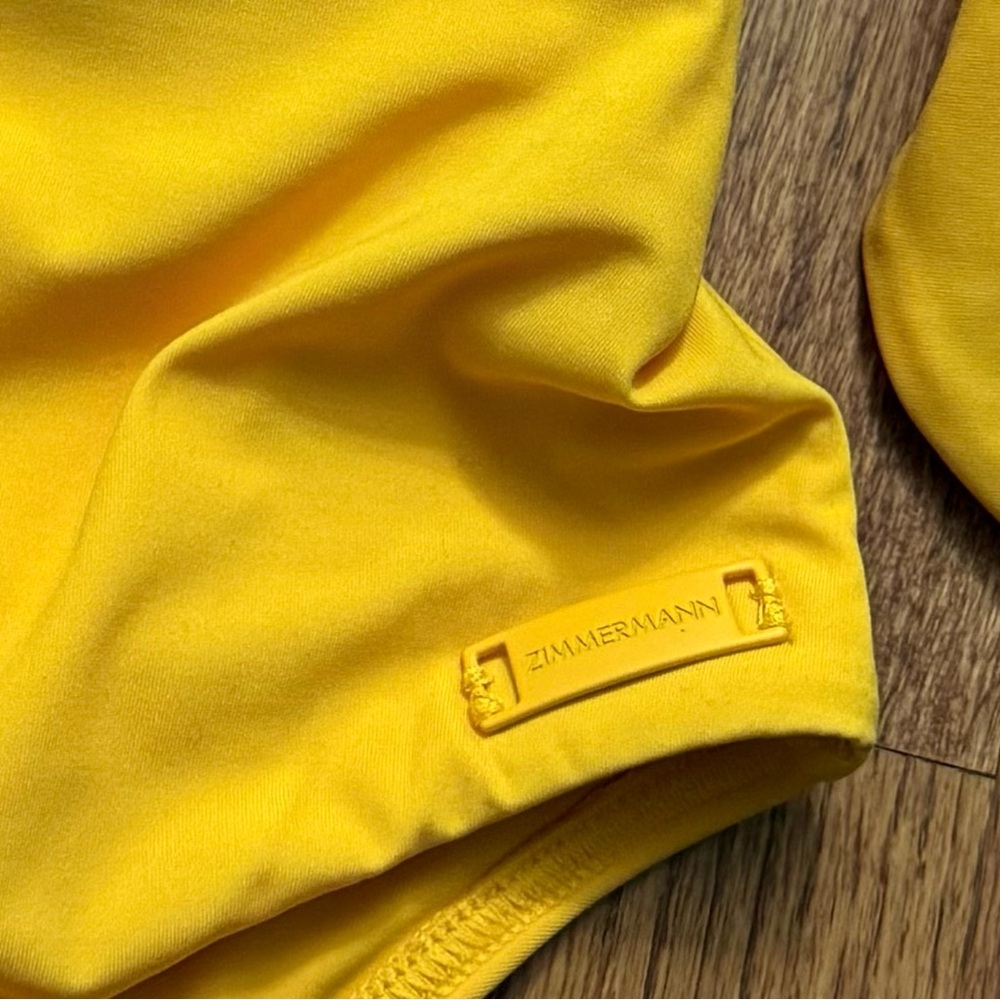Zimmerman Knotted cutout bandeau swimsuit in saffron size 8 - Picture 7 of 16